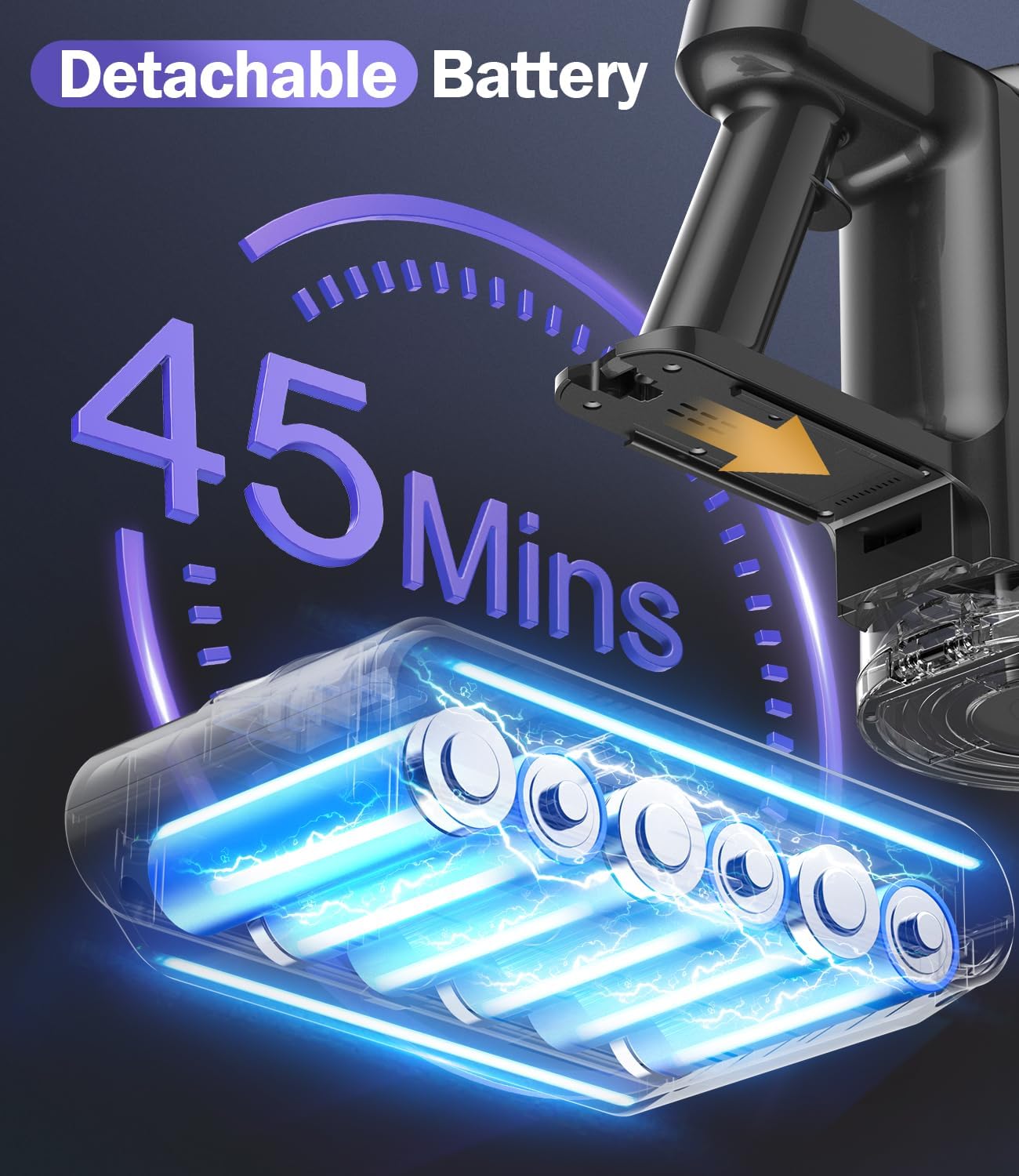 45Mins Cordless Vacuum Cleaners for Home with LED Display and Wall-mounted Charging