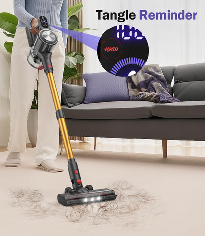 45Mins Cordless Vacuum Cleaners for Home with LED Display and Wall-mounted Charging