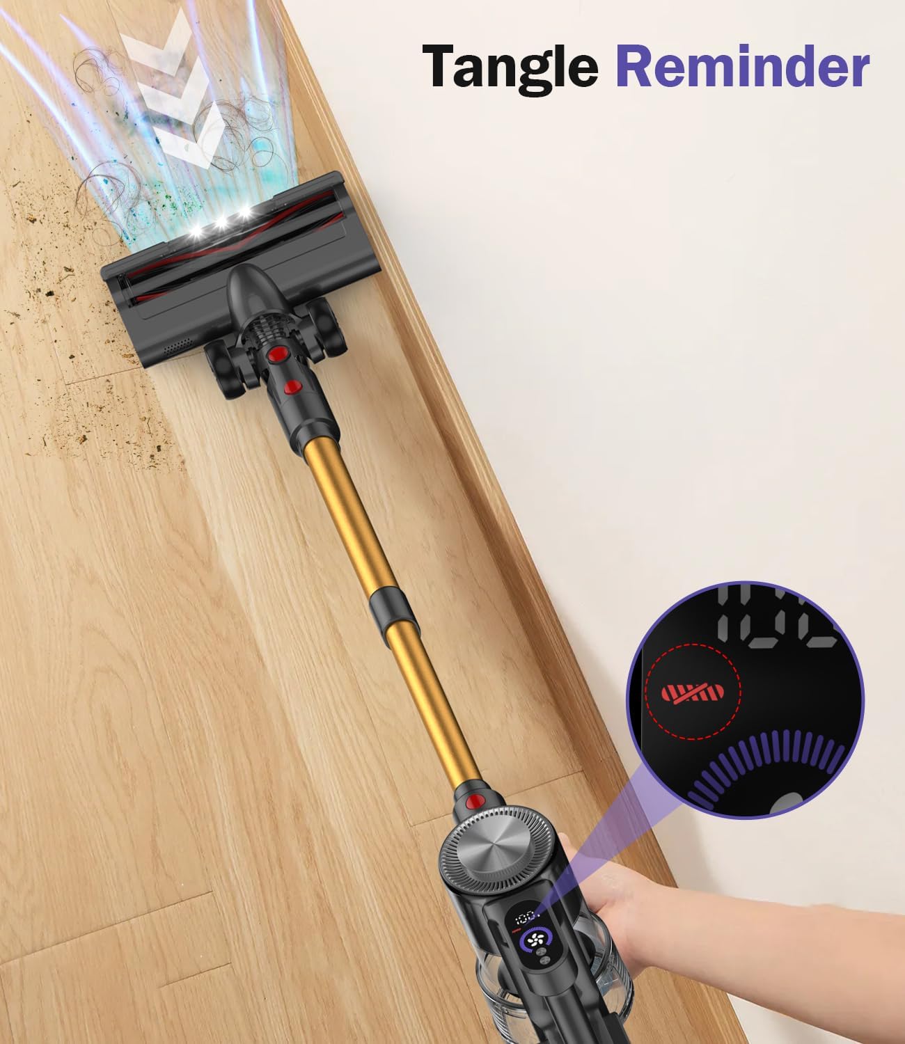45Mins Cordless Vacuum Cleaners for Home with LED Display and Wall-mounted Charging