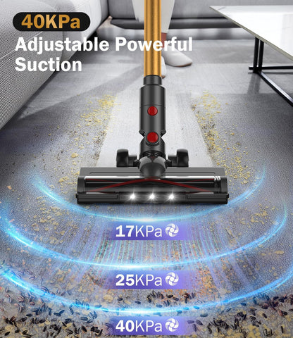 45Mins Cordless Vacuum Cleaners for Home with LED Display and Wall-mounted Charging
