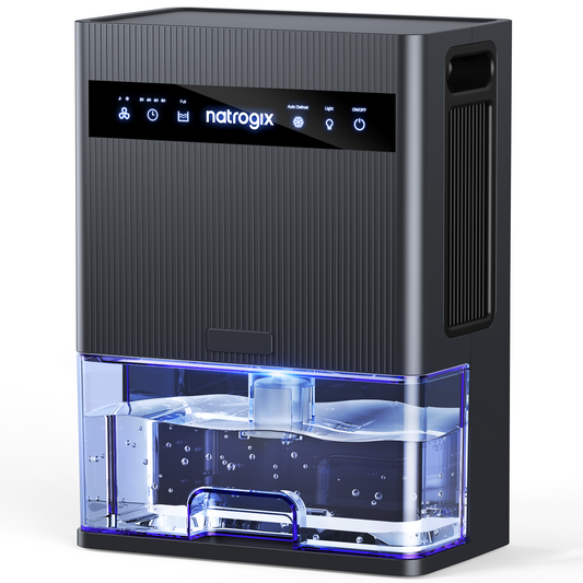 Natrogix CS3 Quiet Dehumidifier for 1000 sq. ft. with 106 OZ Water Tank, Auto Shut Off, Timer, Sleep Mode, 7 Color Light, Gray