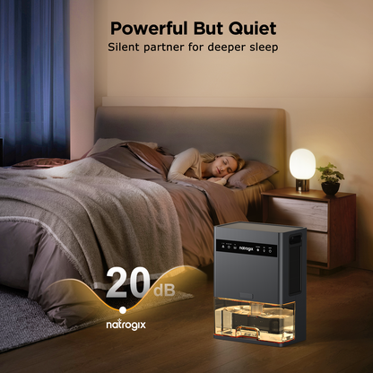 Natrogix CS3 Quiet Dehumidifier for 1000 sq. ft. with 106 OZ Water Tank, Auto Shut Off, Timer, Sleep Mode, 7 Color Light, Gray
