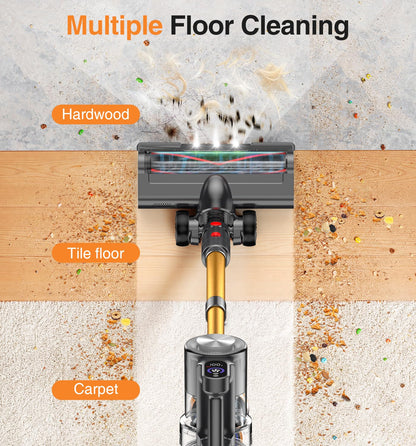 Natrogix Cordless Vacuum Cleaner, Stick Vacuum Cordless Lightweight, 45Mins Runtime, 3 Suction Modes, Smart Display, Wall-Mounted Charging, Vacuum Cleaners for Home Pet Hair, Carpet, Hardwood Floor