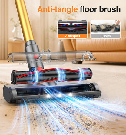 Natrogix Cordless Vacuum Cleaner, Stick Vacuum Cordless Lightweight, 45Mins Runtime, 3 Suction Modes, Smart Display, Wall-Mounted Charging, Vacuum Cleaners for Home Pet Hair, Carpet, Hardwood Floor